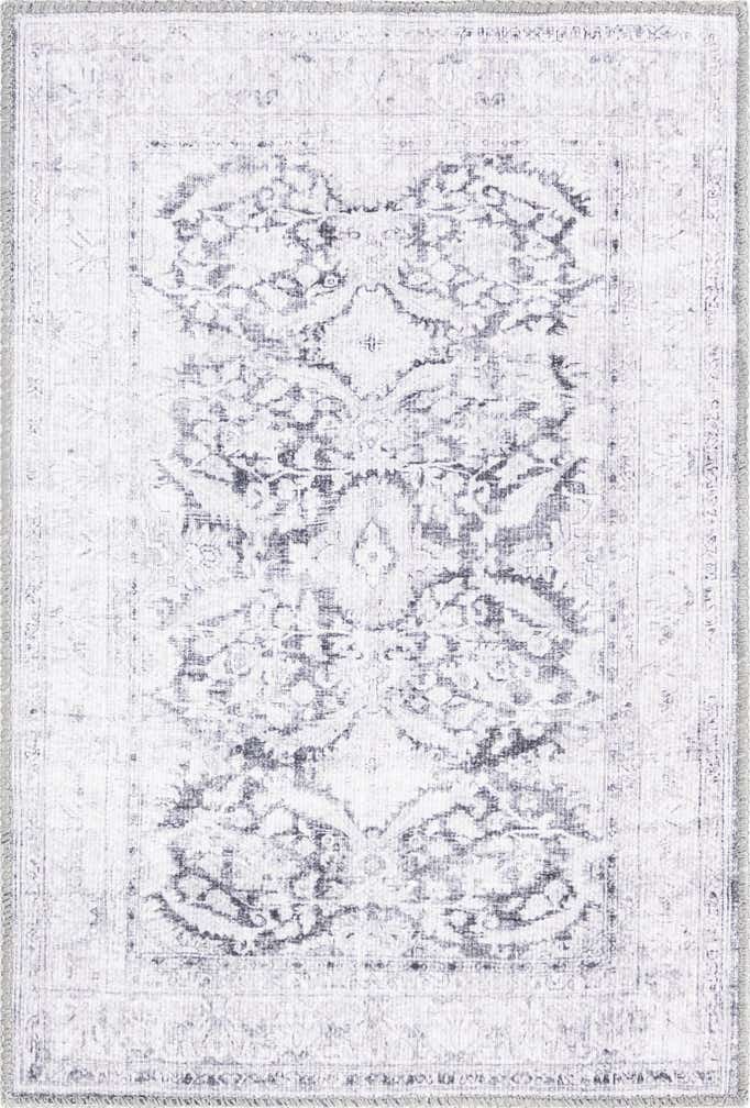 2' x 3' Augusta · Border Washable Rug, charcoal