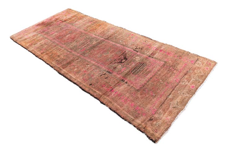 Detail image of 3' 5 x 7' 10 Hand Knotted Ultra Vintage Persian Wool Runner Rug