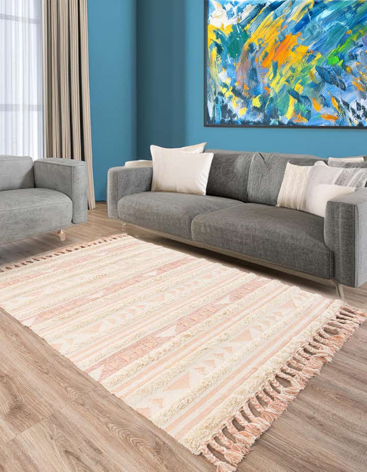 Custom Baby Pink Hand Woven Arizona Wool Rug