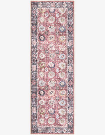 2' x 6' 1 Barlow · Floral medallion Washable Rug, vintage red