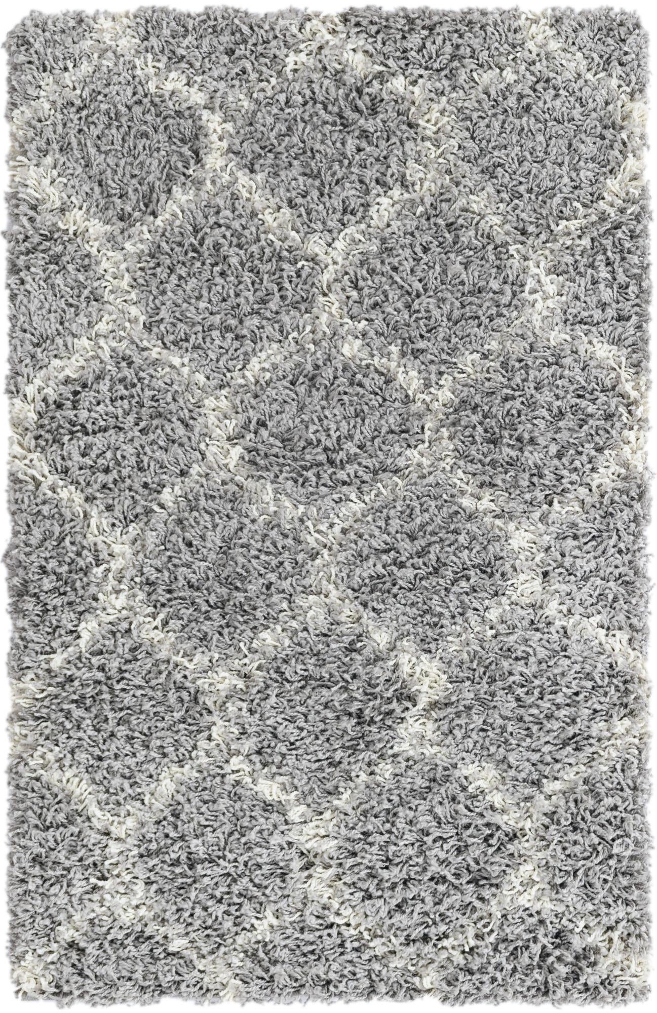 Barnett · Lattice Shag Rug, gray and ivory
