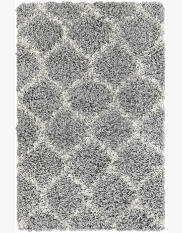 Barnett · Lattice Shag Rug, gray and ivory