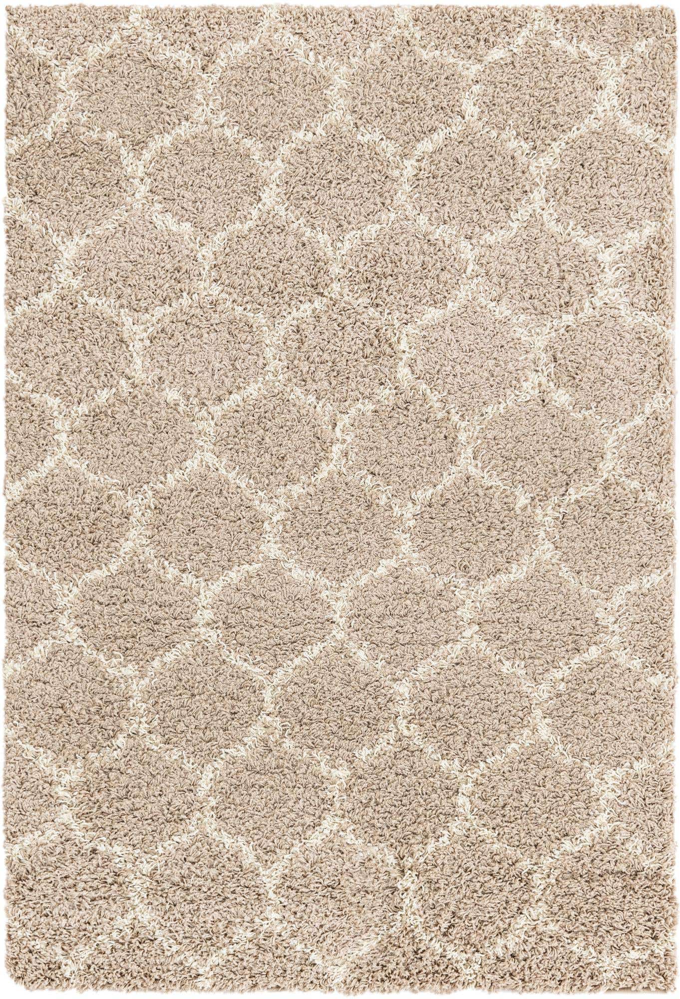 4' x 6' Barnett · Lattice Shag Rug, light brown and ivory