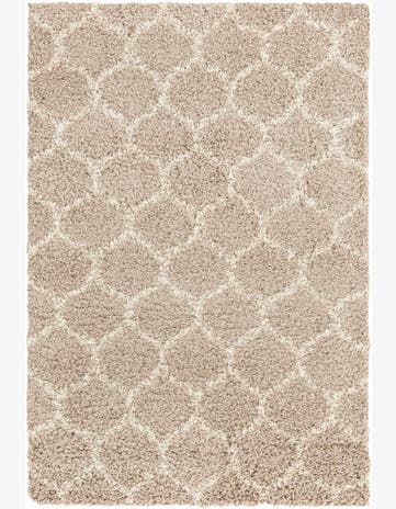 Barnett · Lattice Shag Rug, light brown and ivory