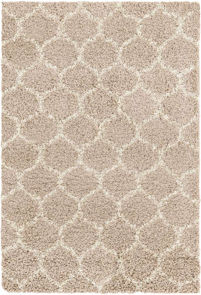 4' x 6' Barnett · Lattice Shag Rug, light brown and ivory