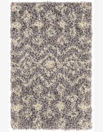 2' x 3' Bayley · Geometric trellis Shag Rug, gray and ivory