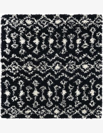 4' x 4' Bayley · Geometric shag rug, black and cream