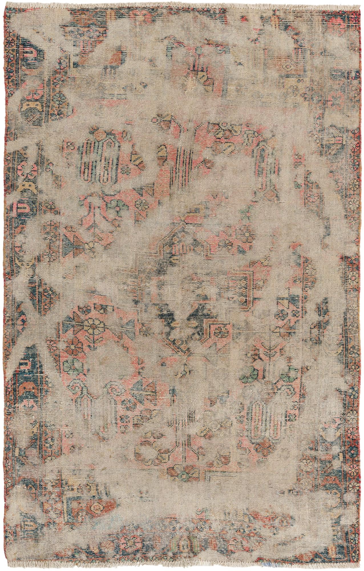 4' x 6' 3 Hand Knotted Ultra Vintage Persian Wool Rug