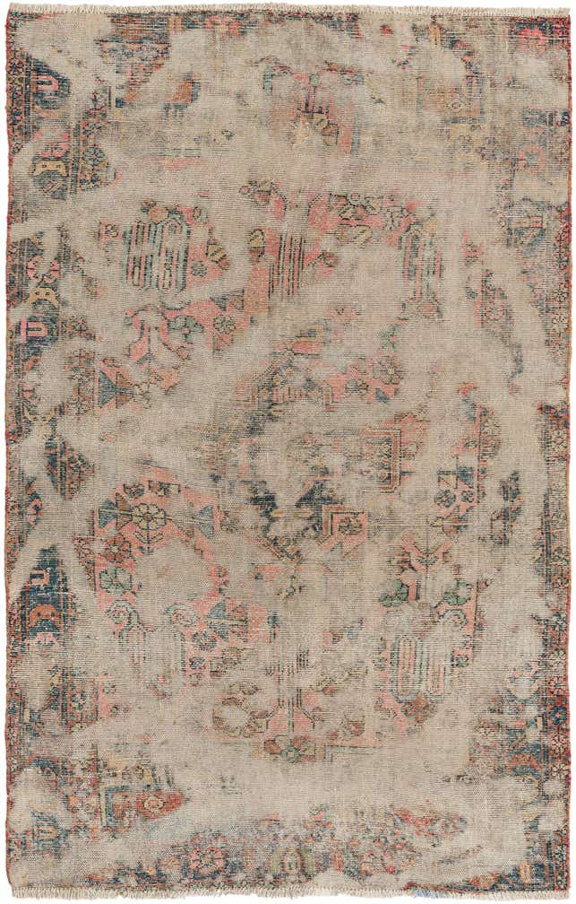 4' x 6' 3 Hand Knotted Ultra Vintage Persian Wool Rug