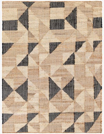 Beige and Black Hand Woven Kala Handwoven Jute Rug