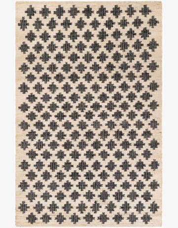 Beige and Black Hand Woven Kala Handwoven Jute Rug