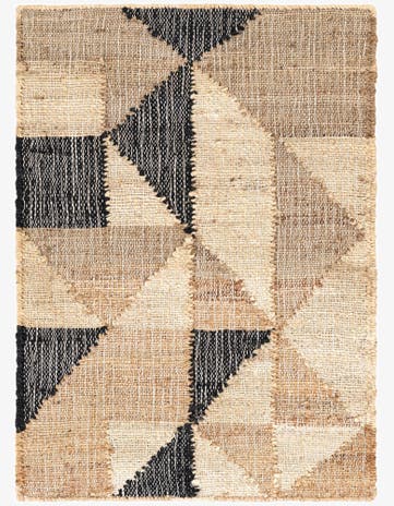 Beige and Black Hand Woven Kala Handwoven Jute Rug