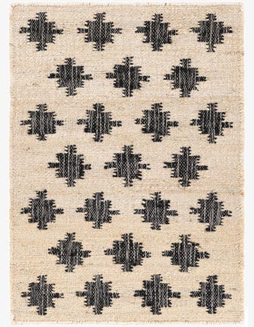 Beige and Black Hand Woven Kala Handwoven Jute Rug