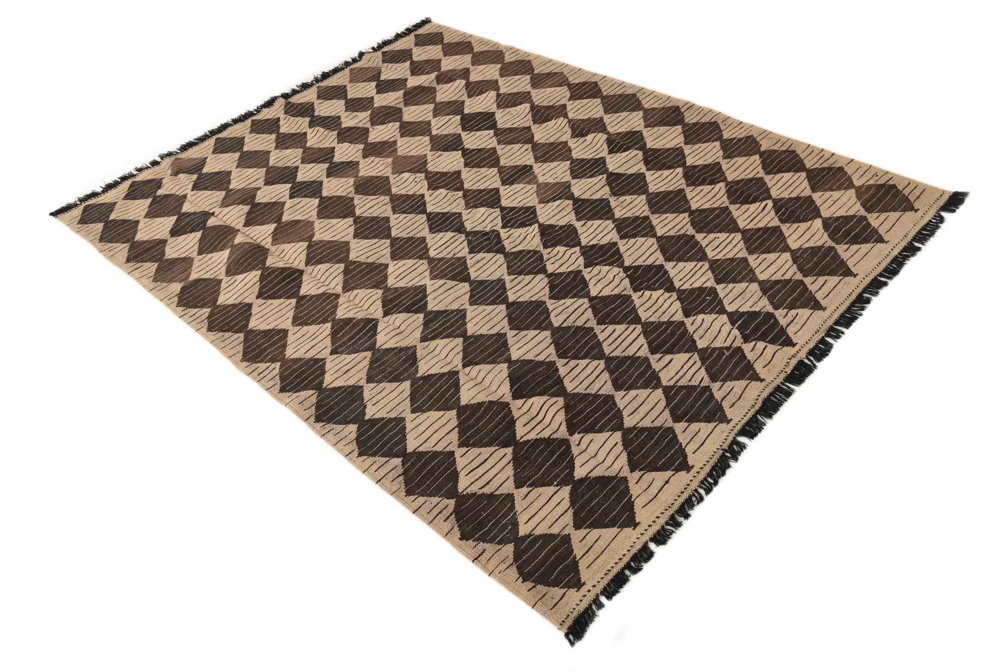 5' x 6' 4 Hand Woven Kilim Modern Wool Rug