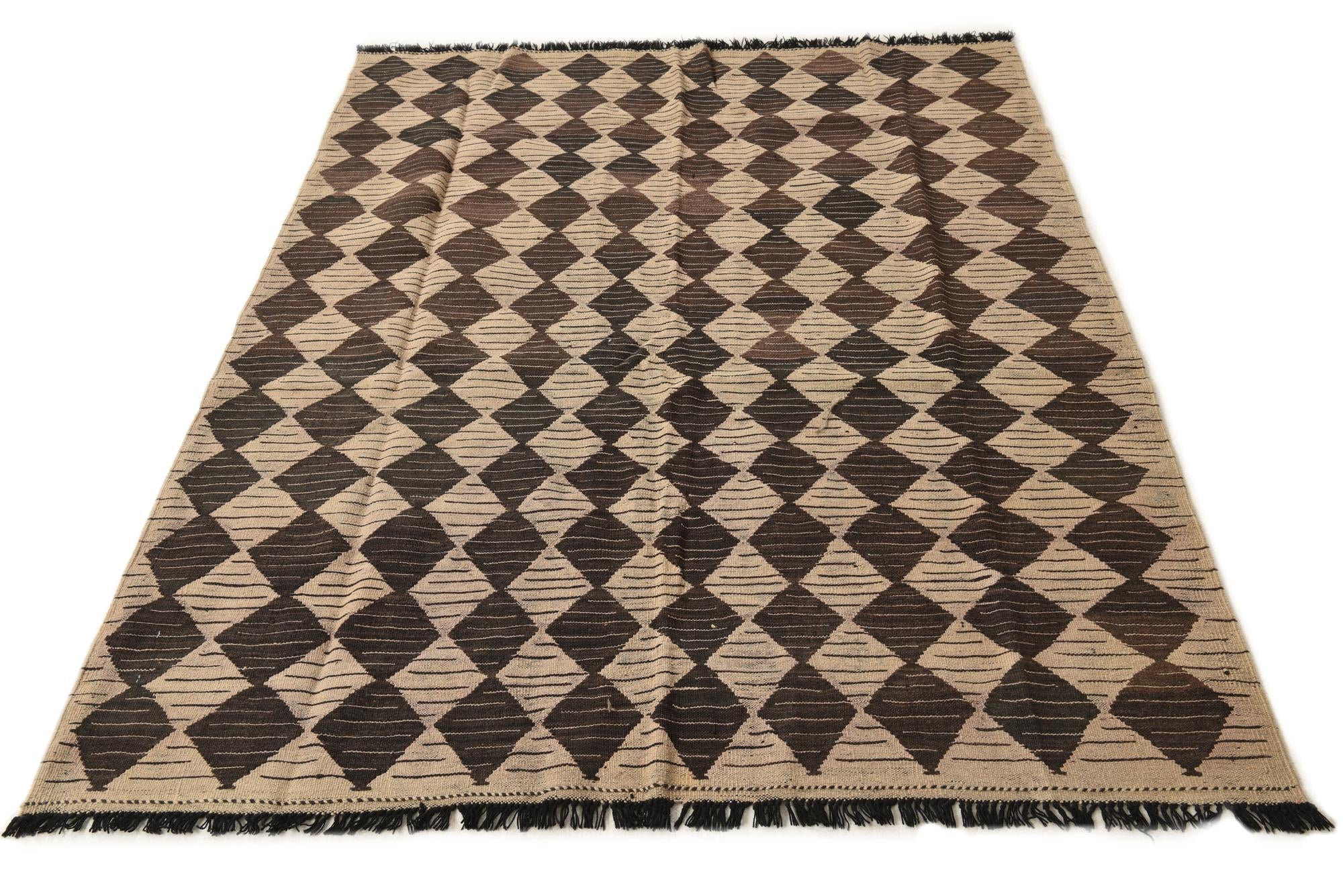 5' x 6' 4 Hand Woven Kilim Modern Wool Rug