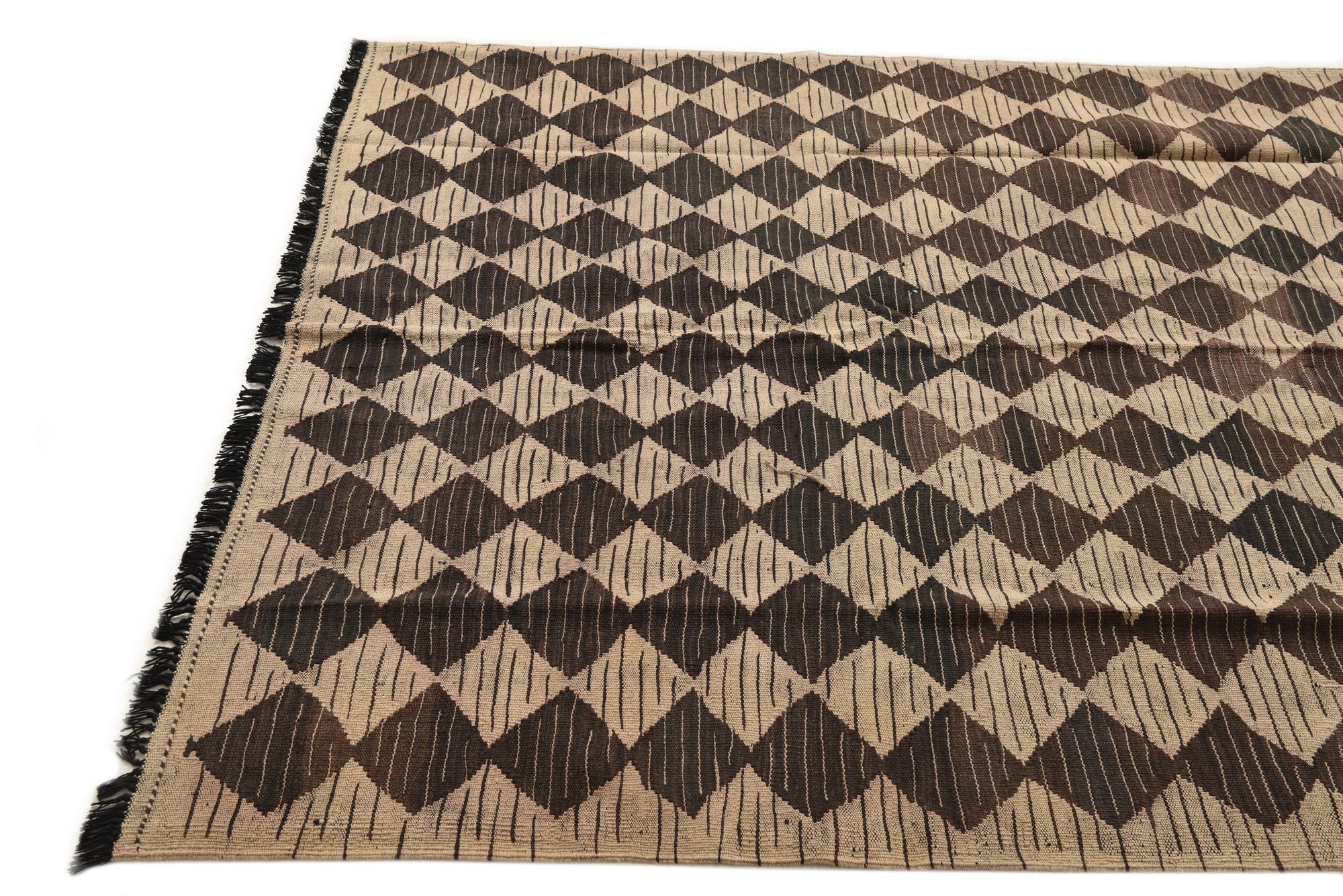 5' x 6' 4 Hand Woven Kilim Modern Wool Rug