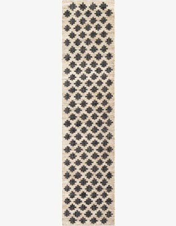 Beige and Black Hand Woven Kala Handwoven Jute Runner Rug