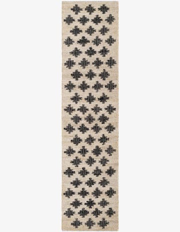 Beige and Black Hand Woven Kala Handwoven Jute Runner Rug
