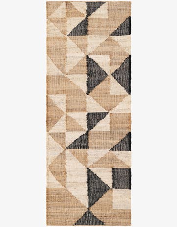 Beige and Black Hand Woven Kala Handwoven Jute Runner Rug