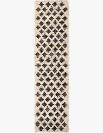 Beige and Black Hand Woven Kala Handwoven Jute Runner Rug