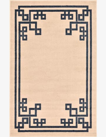Beige and Blue Greek Key Rug