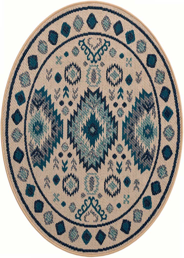 4' x 4' Easy-Clean Baja Indoor / Outdoor Round Rug