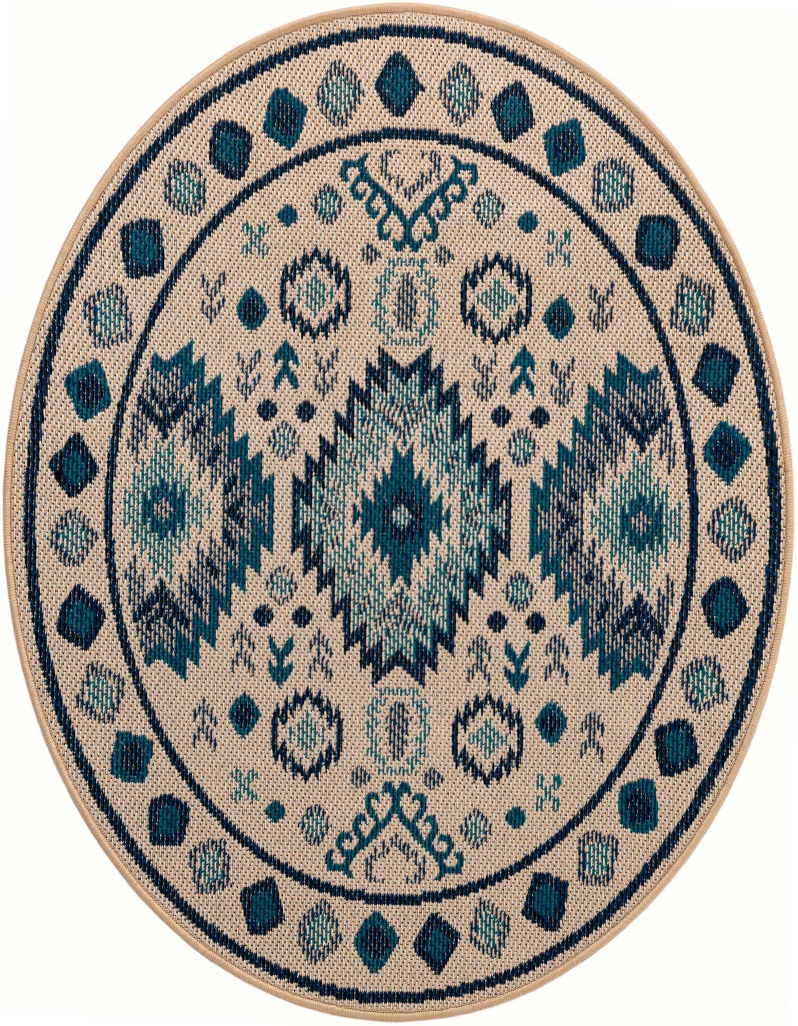 4' x 4' Easy-Clean Baja Indoor / Outdoor Round Rug