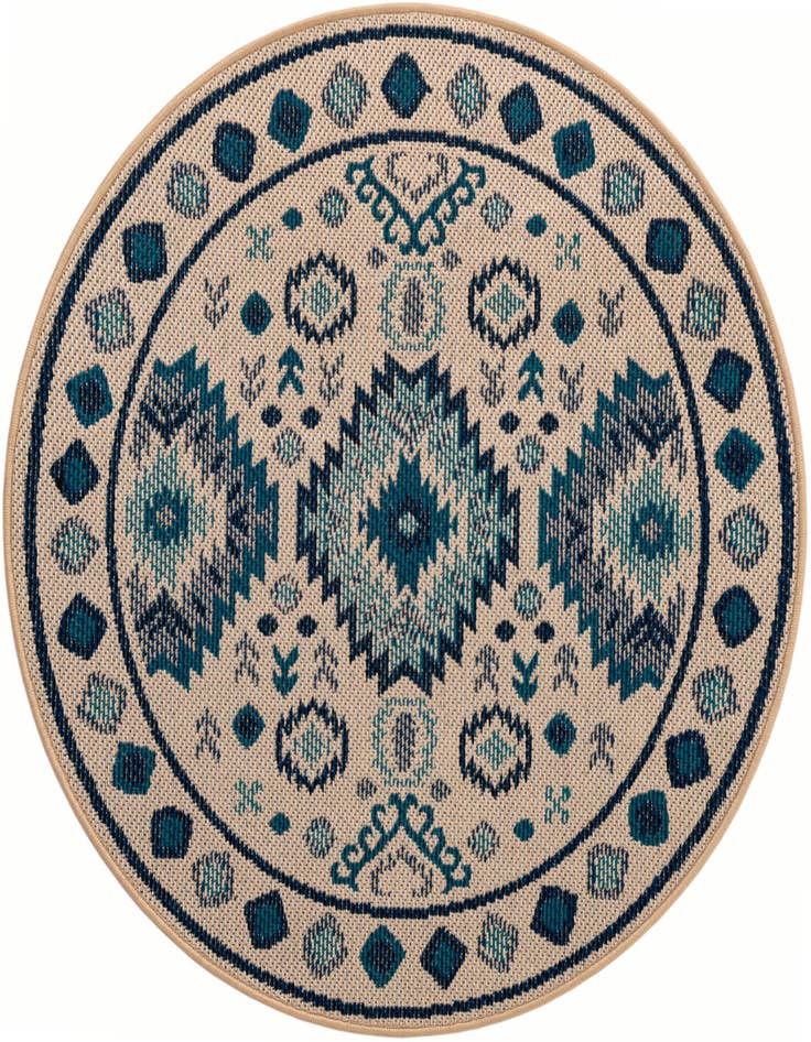Detail image of 4' x 4' Easy-Clean Baja Indoor / Outdoor Round Rug