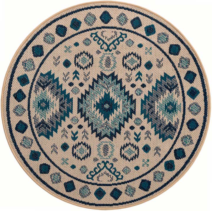 4' x 4' Easy-Clean Baja Indoor / Outdoor Round Rug