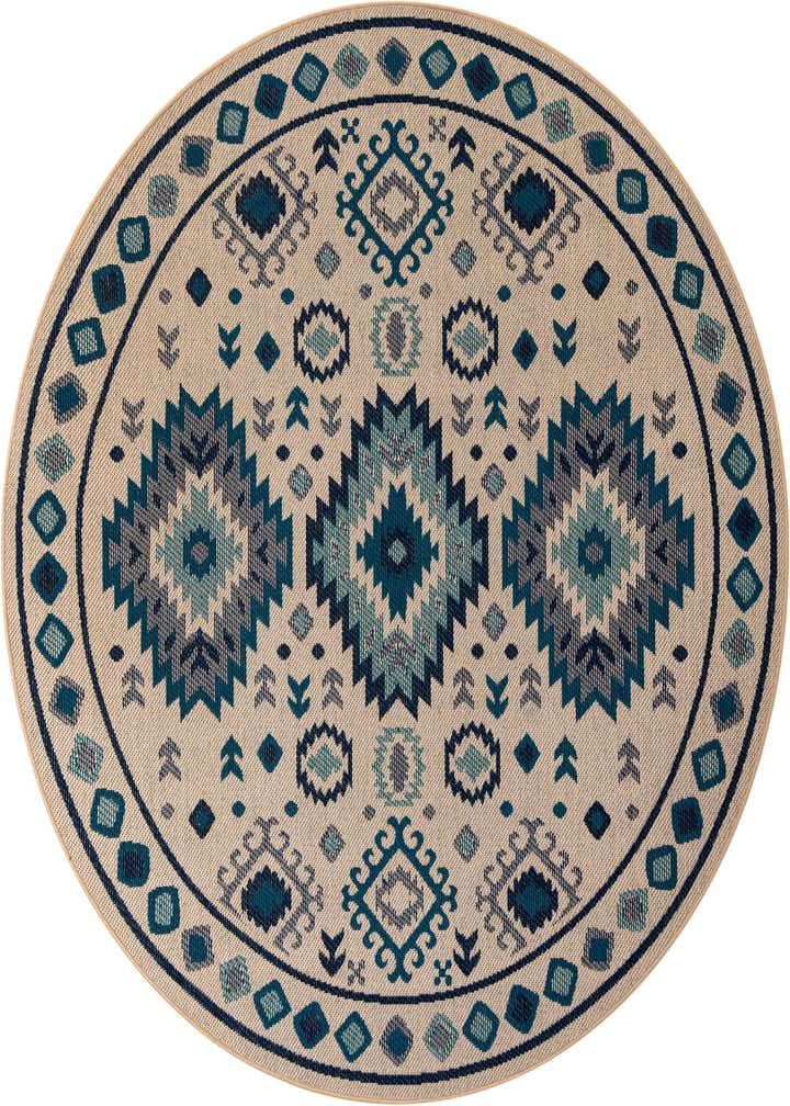 7' 10 x 7' 10 Easy-Clean Baja Indoor / Outdoor Round Rug