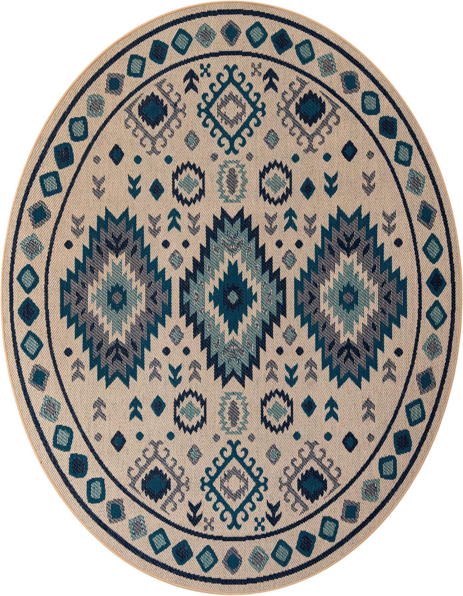 7' 10 x 7' 10 Easy-Clean Baja Indoor / Outdoor Round Rug
