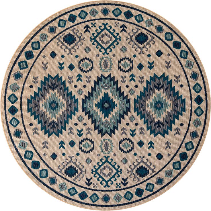 Detail image of 7' 10 x 7' 10 Easy-Clean Baja Indoor / Outdoor Round Rug