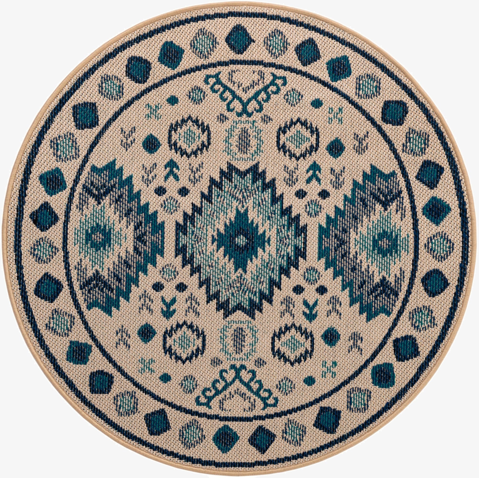 4' x 4'  Washable Baja Indoor / Outdoor Round Rug