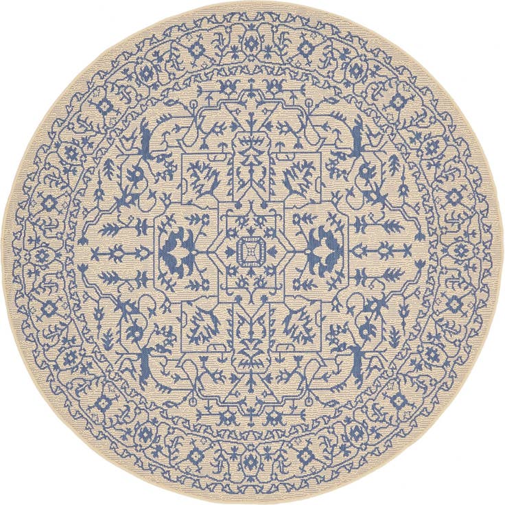 Detail image of 6' x 6' Easy-Clean Botanical Indoor / Outdoor Round Rug