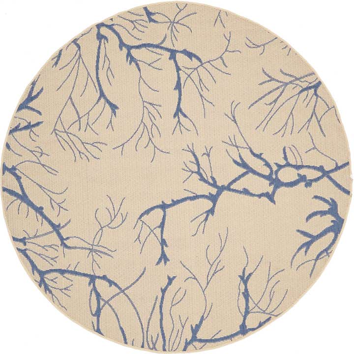 6' x 6' Easy-Clean Botanical Indoor / Outdoor Round Rug