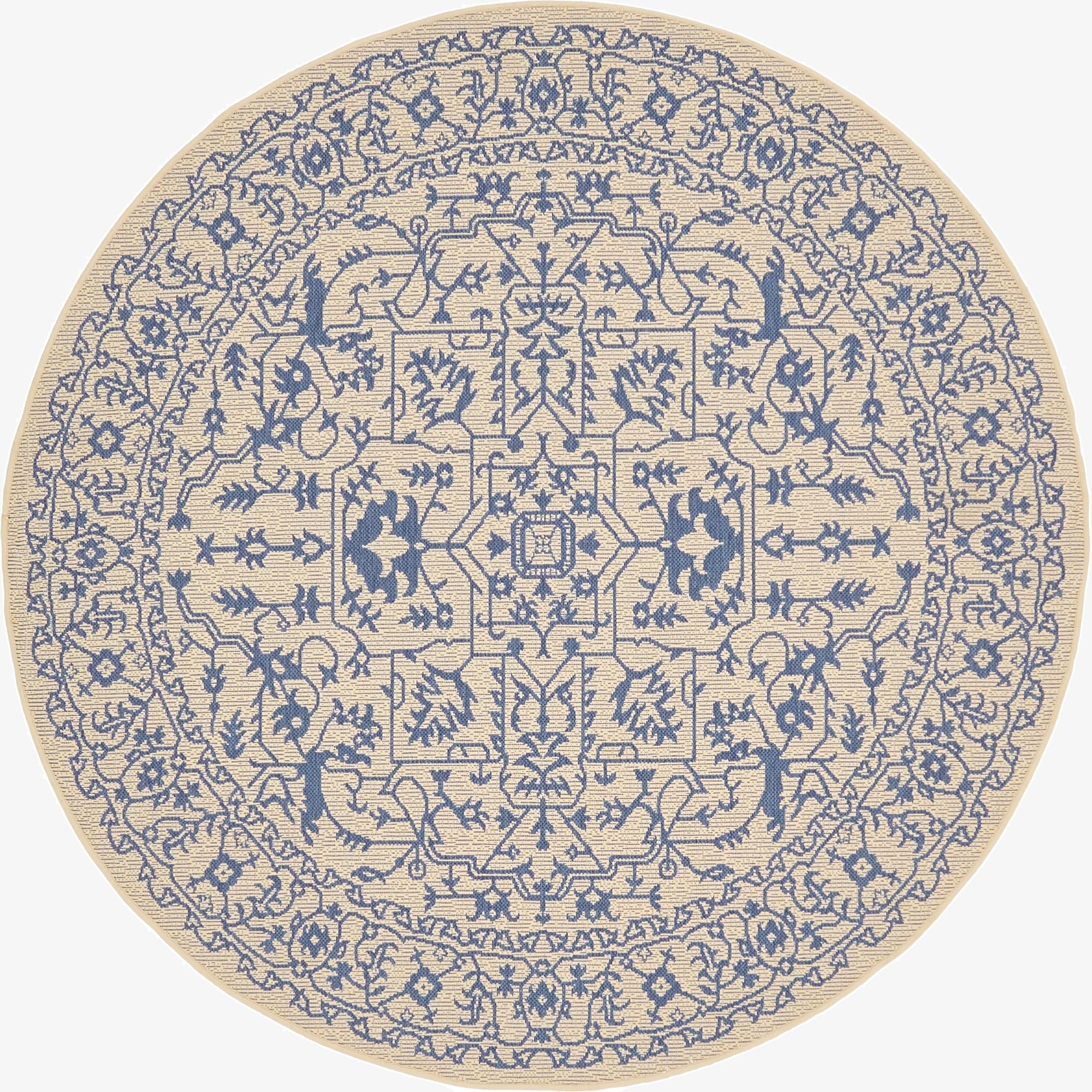 6' x 6'  Washable Botanical Indoor / Outdoor Round Rug