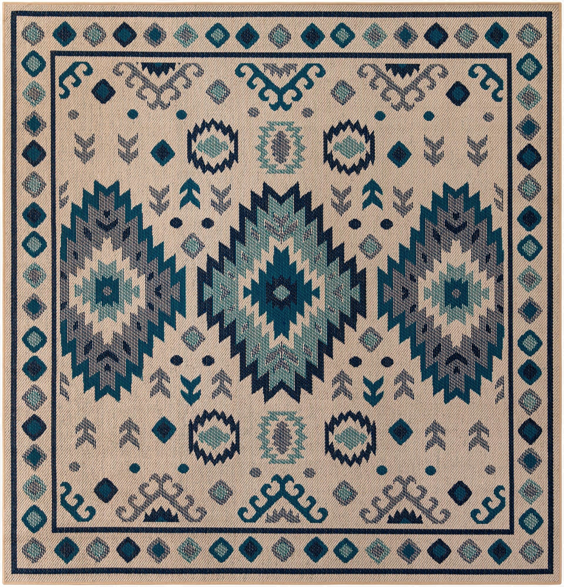 7' 10 x 7' 10  Washable Baja Indoor / Outdoor Square Rug