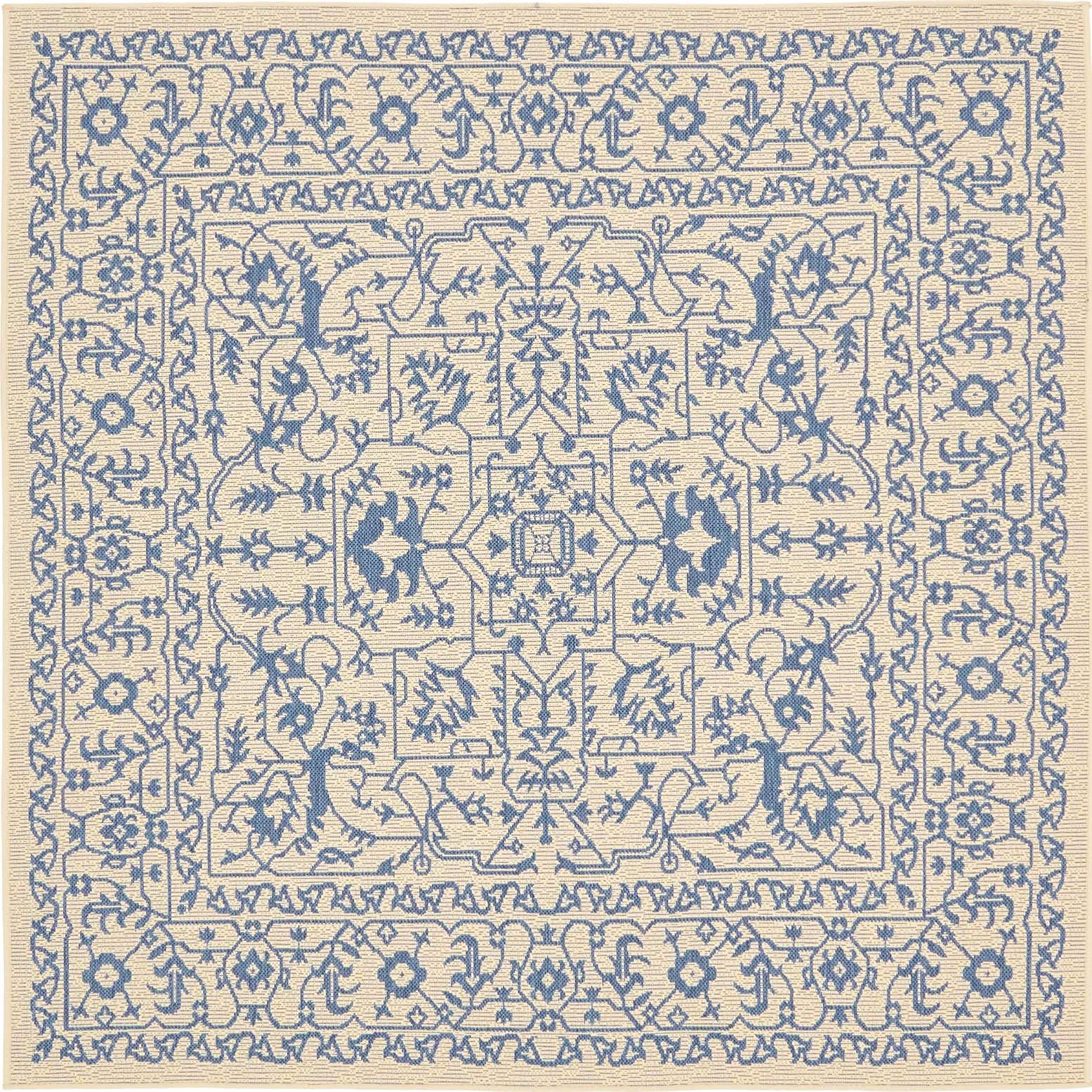 6' x 6' Easy-Clean Botanical Indoor / Outdoor Square Rug