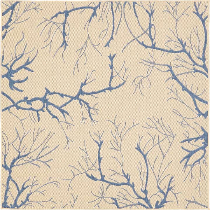 6' x 6' Easy-Clean Botanical Indoor / Outdoor Square Rug