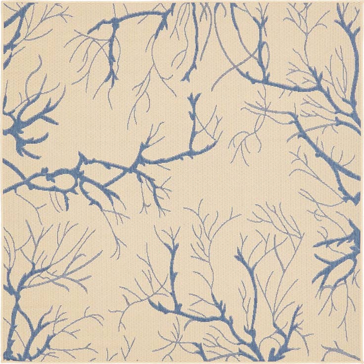 Detail image of 6' x 6' Easy-Clean Botanical Indoor / Outdoor Square Rug