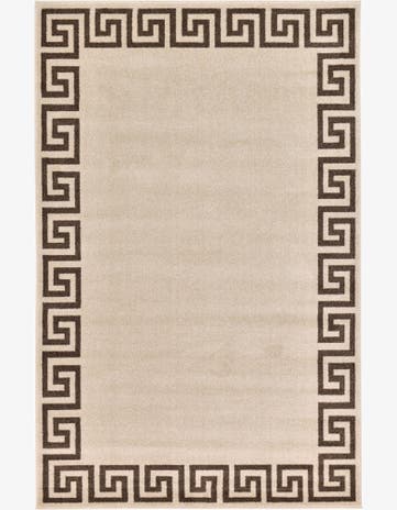 Beige and Brown Greek Key Rug