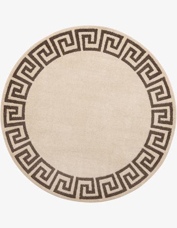 Beige and Brown Hera Round Rug
