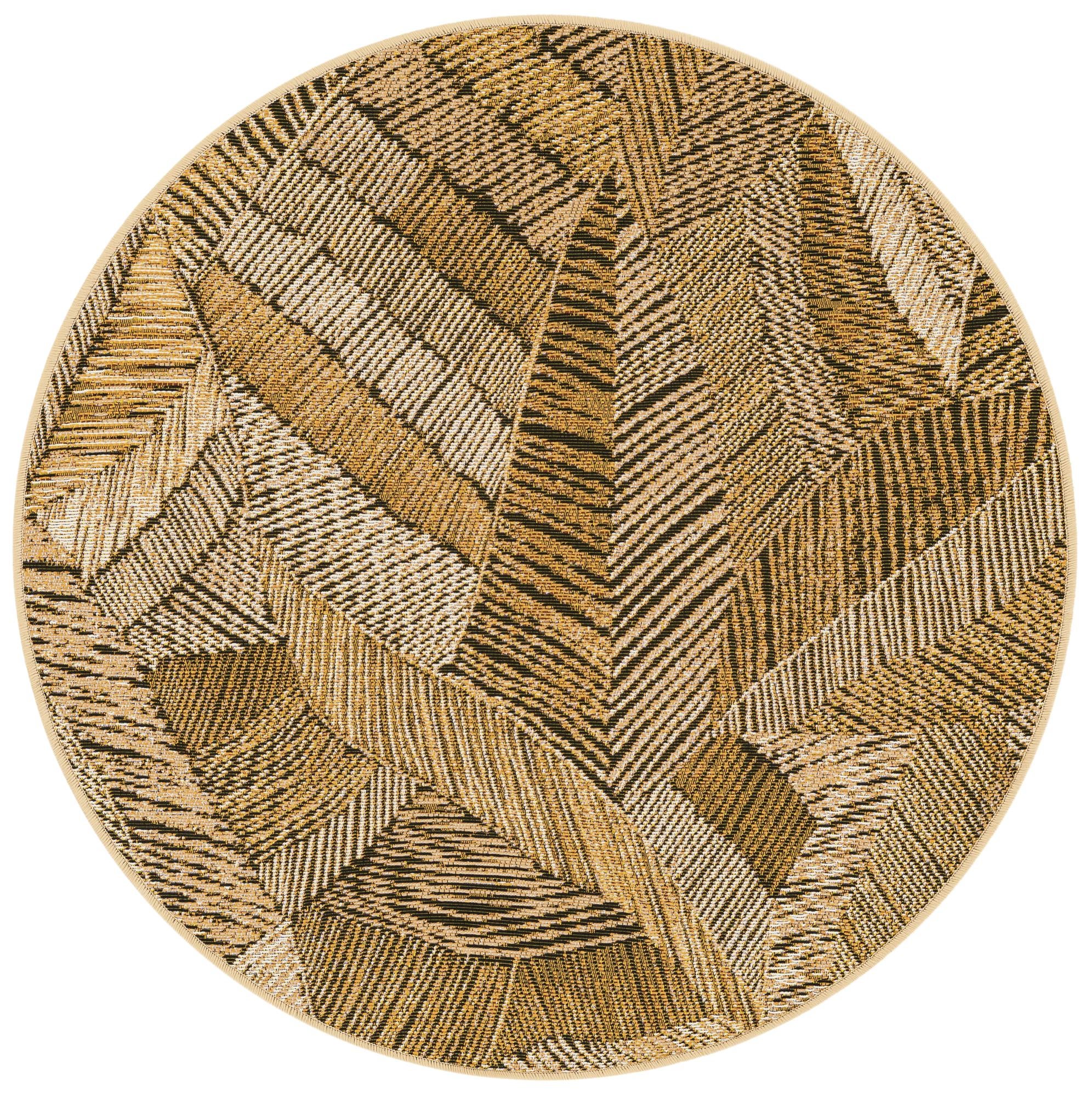 3' x 3' Easy-Clean Botanical Indoor / Outdoor Round Rug