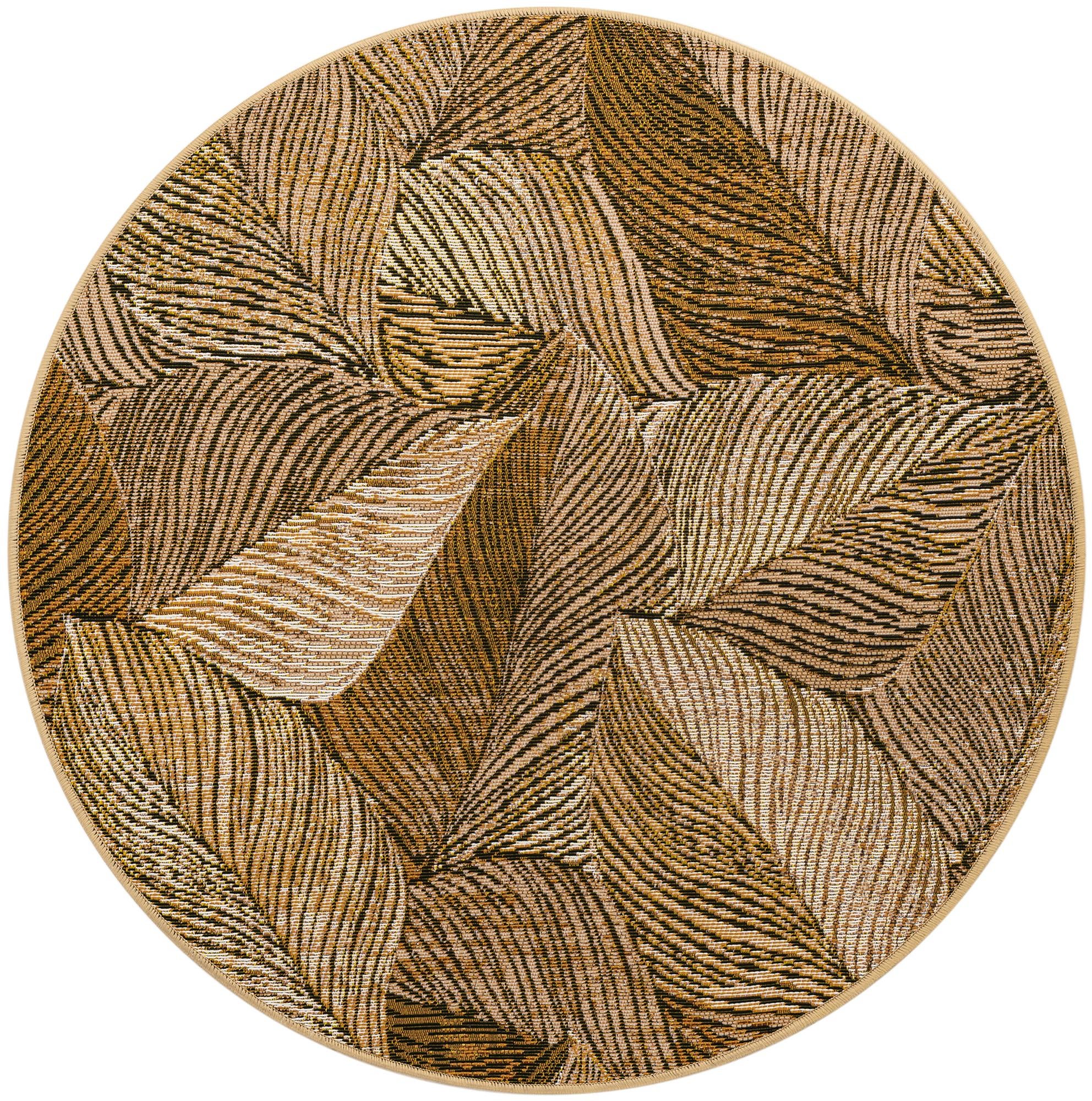 3' x 3' Easy-Clean Botanical Indoor / Outdoor Round Rug