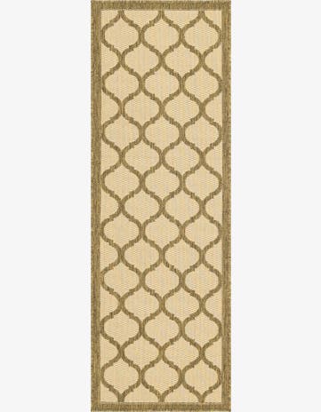 Beige and Brown Easy-Clean Lattice Indoor / Outdoor Runner Rug