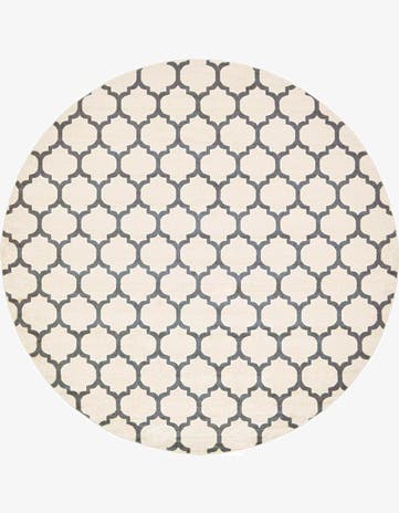 Beige and Gray Lattice Round Rug