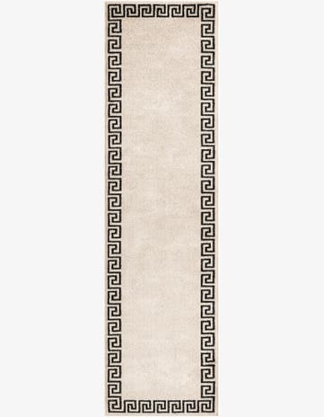 Beige and Gray Greek Key Runner Rug