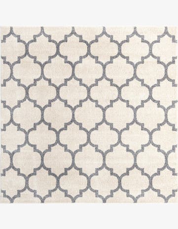 Beige and Gray Lattice Square Rug