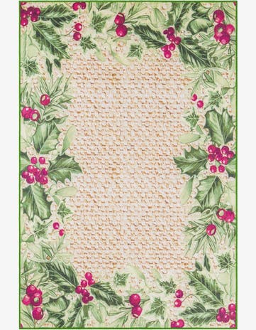 Beige and Green Easy-Clean Jill Zarin Caribbean Indoor / Outdoor Rug