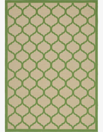 Beige and Green Easy-Clean Trellis Indoor / Outdoor Rug